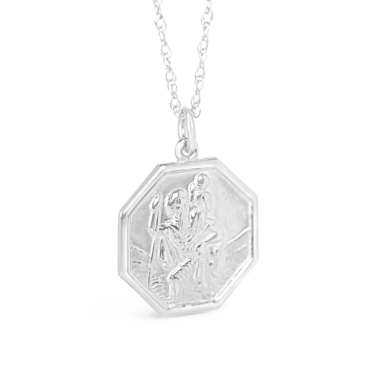 Large St Christopher Necklace Silver   Engraving