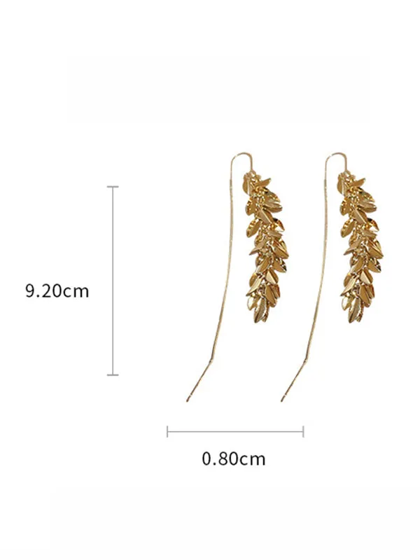 Leaves Shape Tasseled Drop Earrings