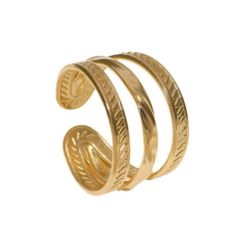 Luxurious Open Ring Stripe Geometric Stainless Steel Electroplating Rings