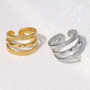 Luxurious Open Ring Stripe Geometric Stainless Steel Electroplating Rings