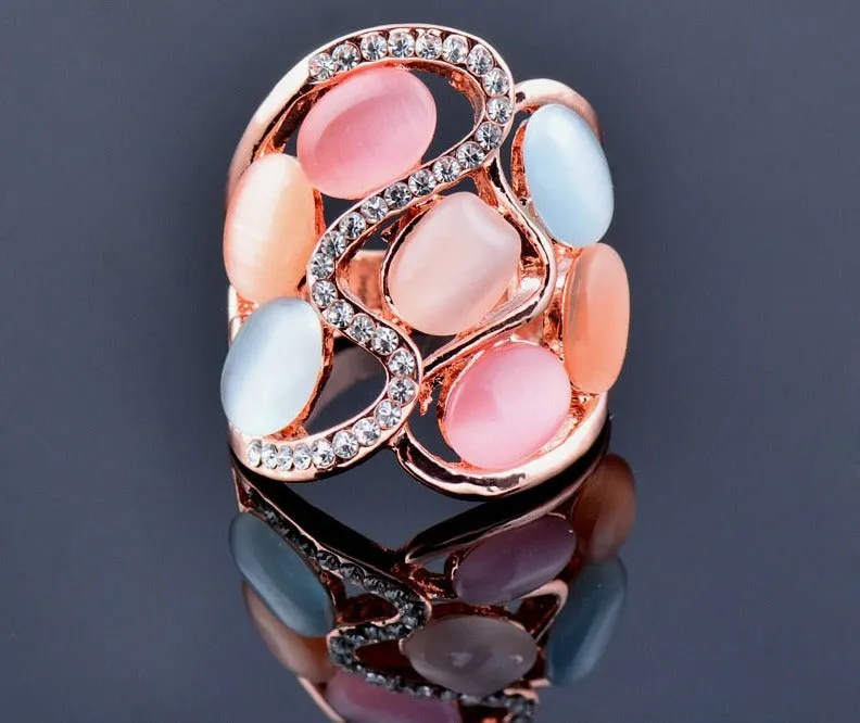 Luxury Hollow Multicolor Opal Stone Rings