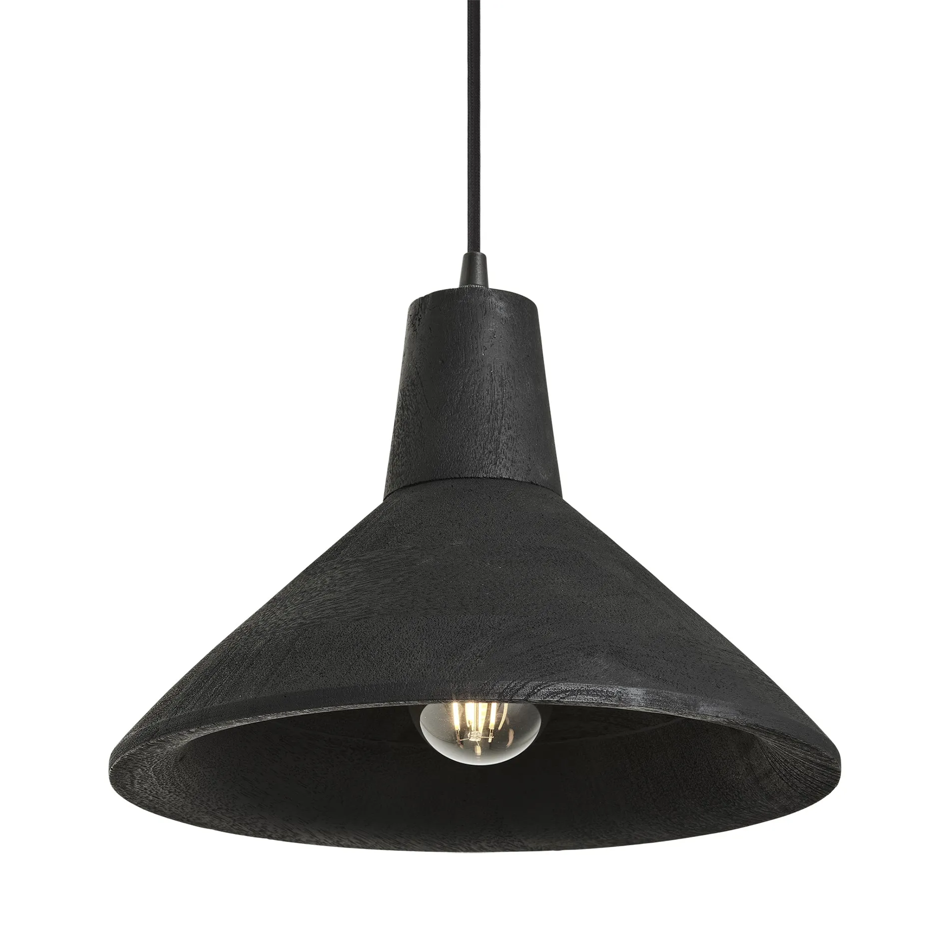 Maribo Wooden Pendant Light - 12 inch - Black