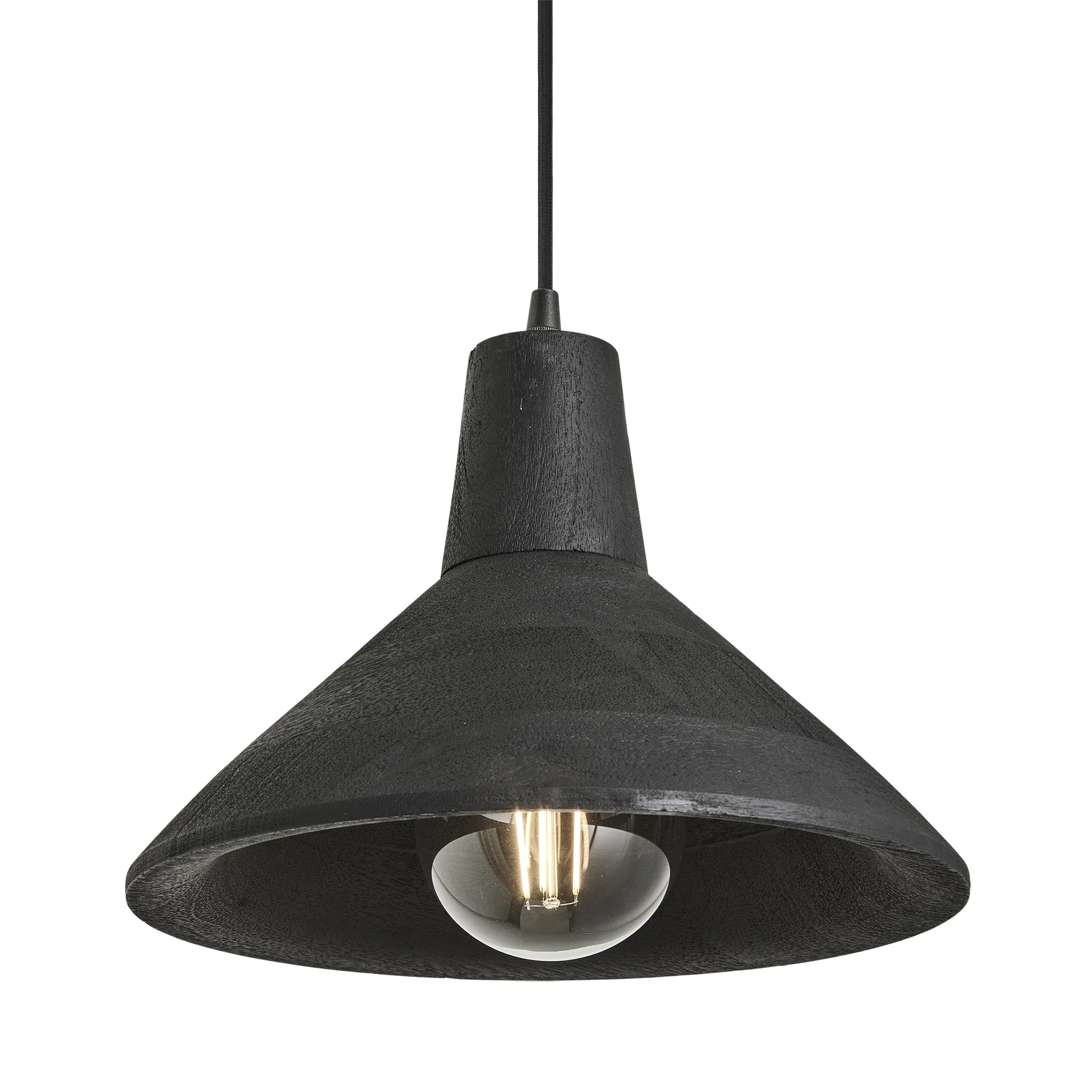 Maribo Wooden Pendant Light - 12 inch - Black