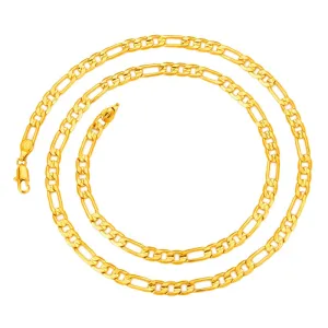 Mens 5mm*60cm 18K Real Gold Plated Italy Figaro Hip Hop Chain Necklace Jewelry