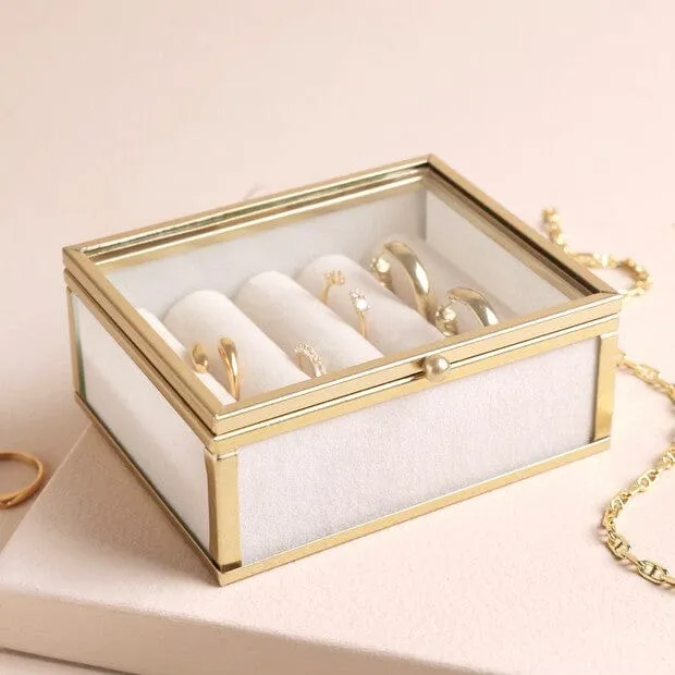 Mini Glass Jewelry Box in Gold