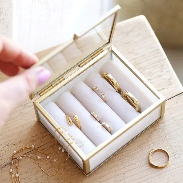 Mini Glass Jewelry Box in Gold