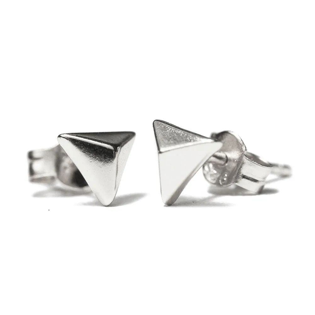 Mini Sterling Silver Pyramid Stud Earrings