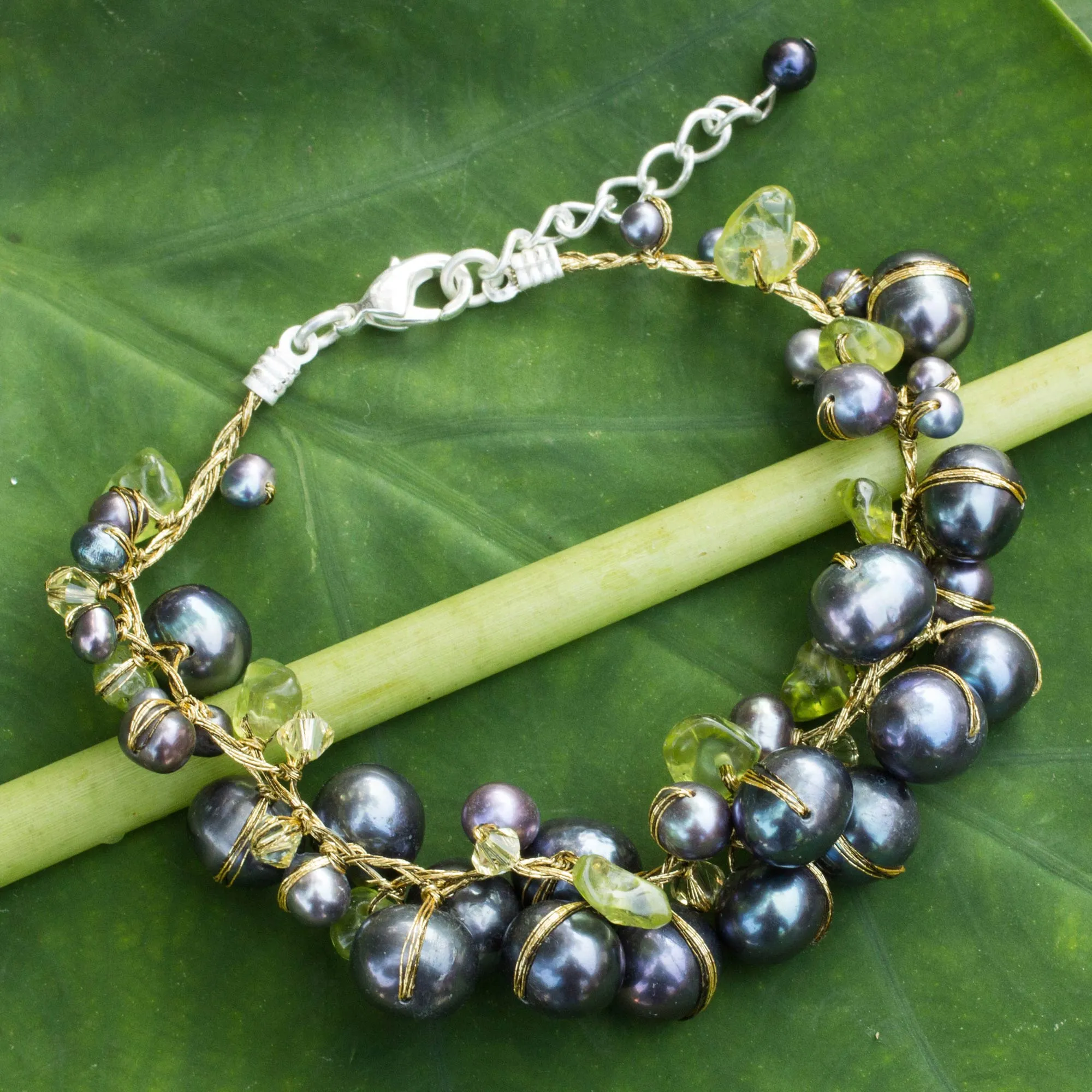 Mist Queen Pearl Silver-Plated Beaded Bracelet