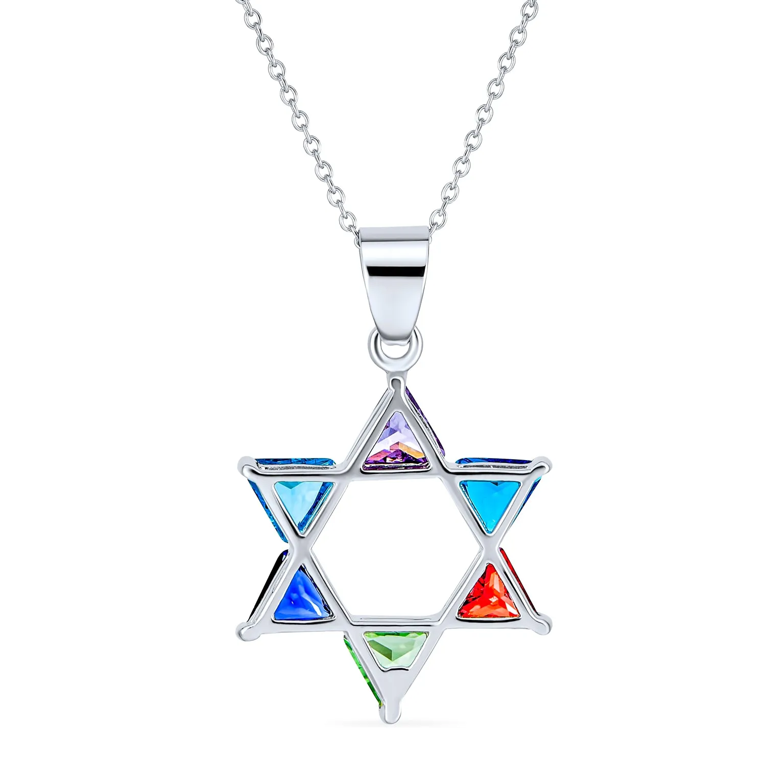 Modern CZ Star of David Pendant Necklace in Sterling Silver for Teens