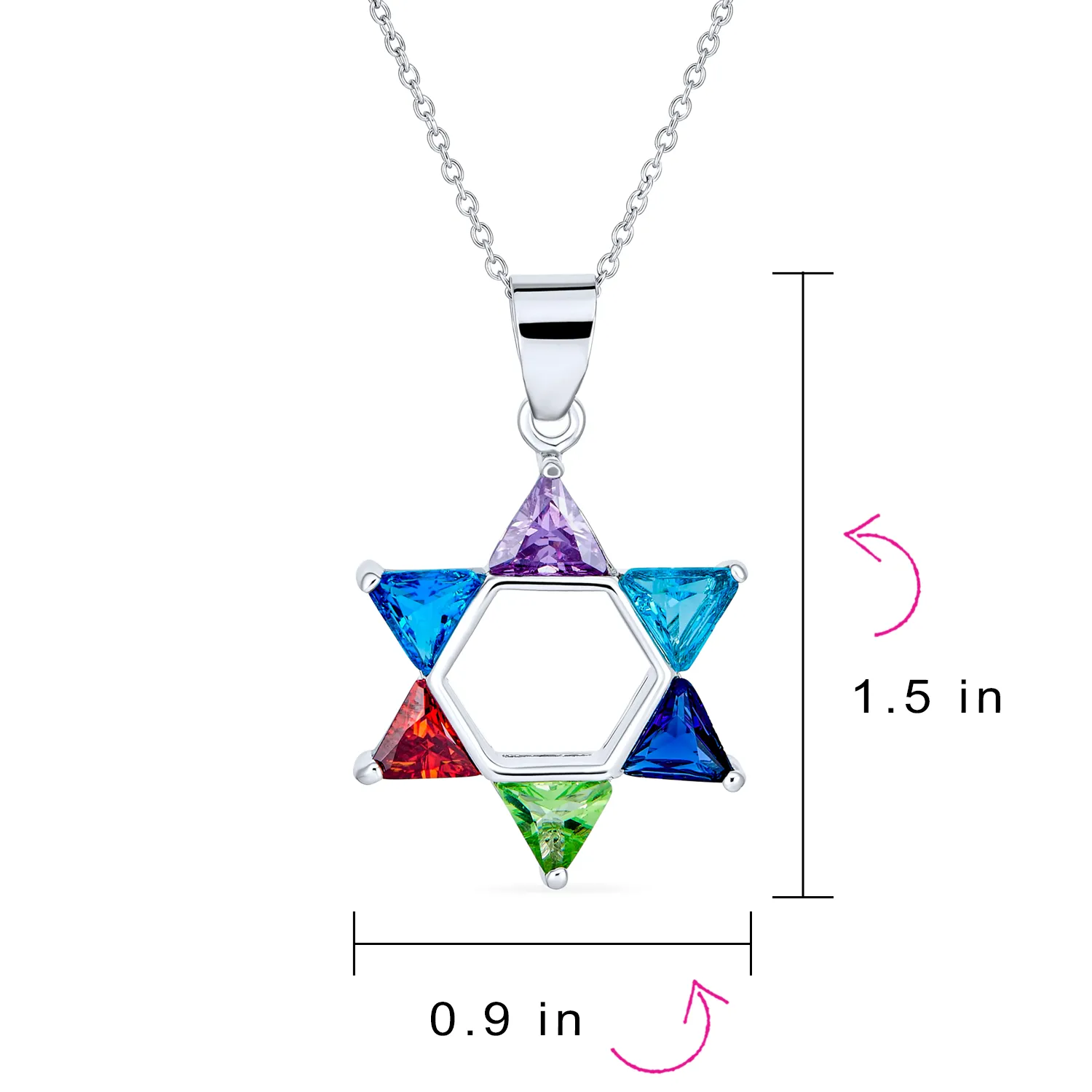 Modern CZ Star of David Pendant Necklace in Sterling Silver for Teens