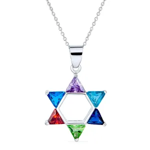 Modern CZ Star of David Pendant Necklace in Sterling Silver for Teens