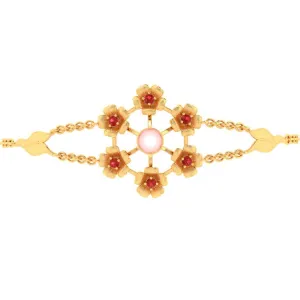 Multiple Flowers With Pink Stone 22k Gold Bracelet