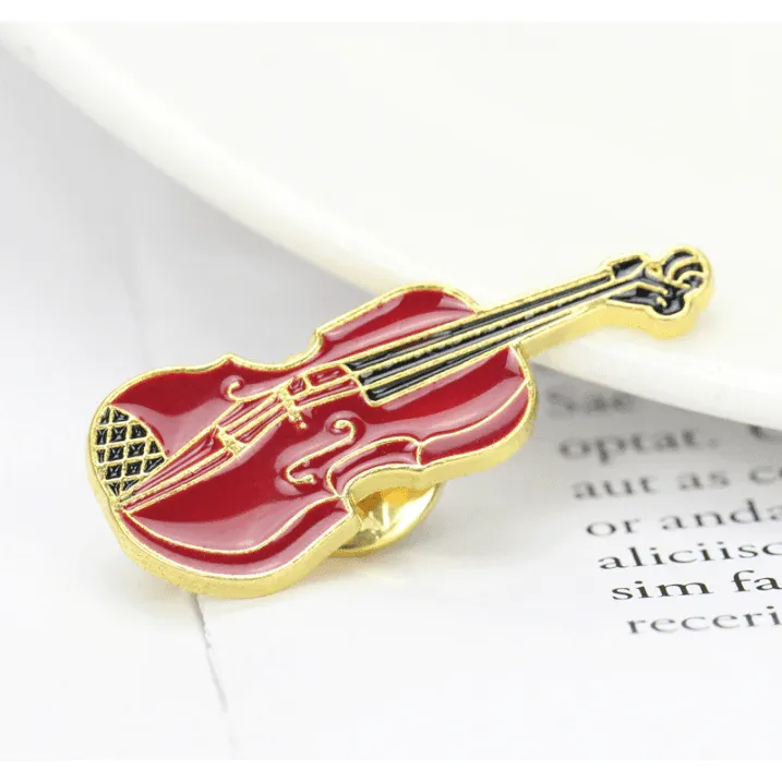 Musical Instrument Pins/Brooches - Piano, Violin, Electric Guitar and Trumpet