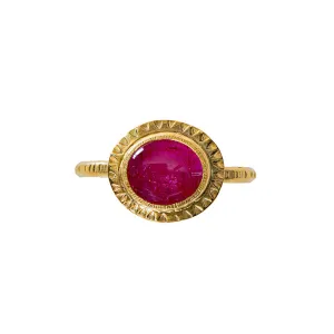 Natural Pink Ruby Ring - 18k   22k Gold - Size 7.25