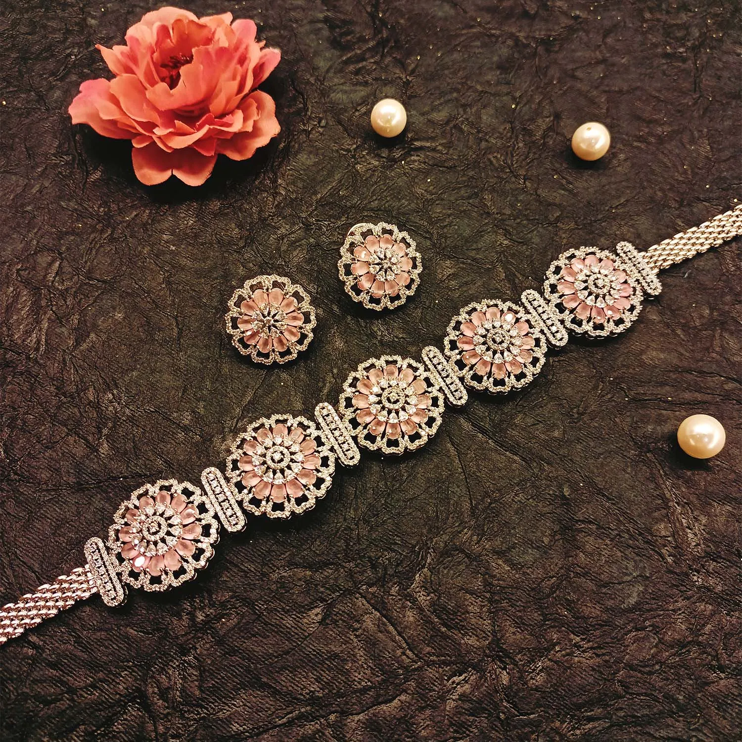 Neeya Pink Diamond Necklace Set