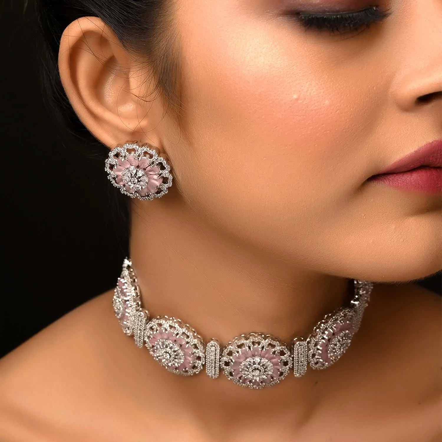 Neeya Pink Diamond Necklace Set