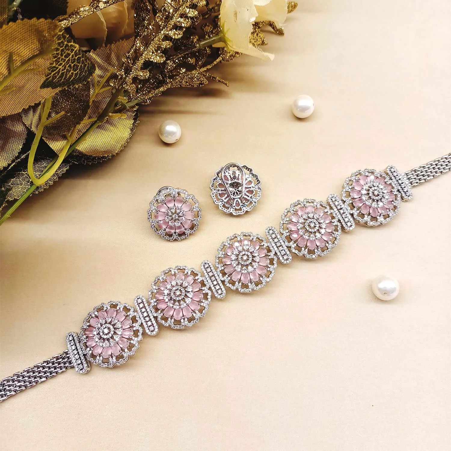 Neeya Pink Diamond Necklace Set