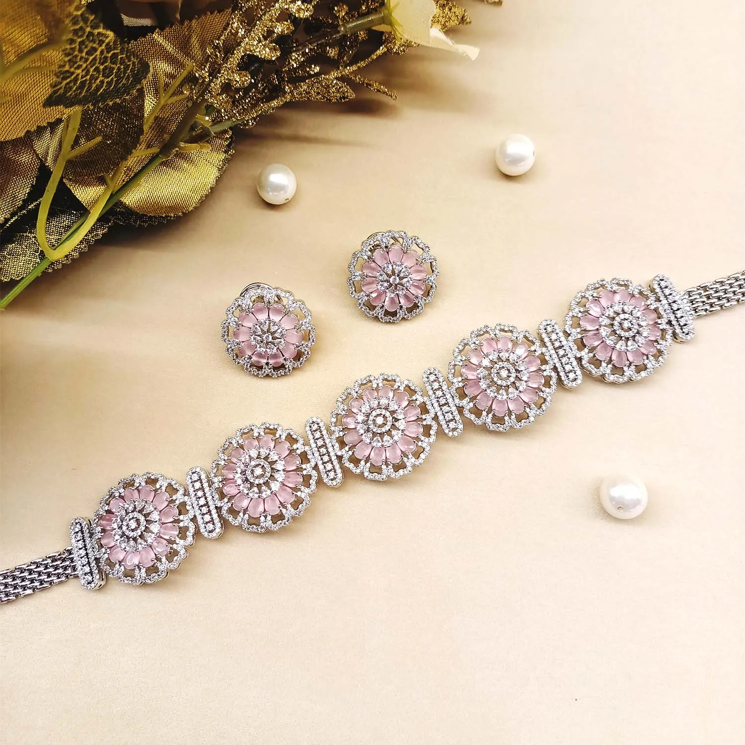 Neeya Pink Diamond Necklace Set