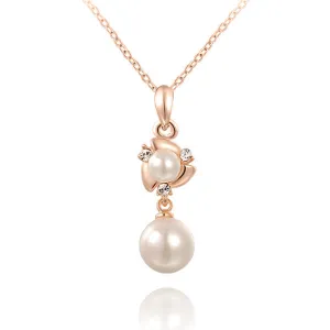 New Pearl Necklace Rhinestone Crystal Silver Gold Plated Link Chain Pendant Necklaces Classic Pearl Jewelry For Women Gift