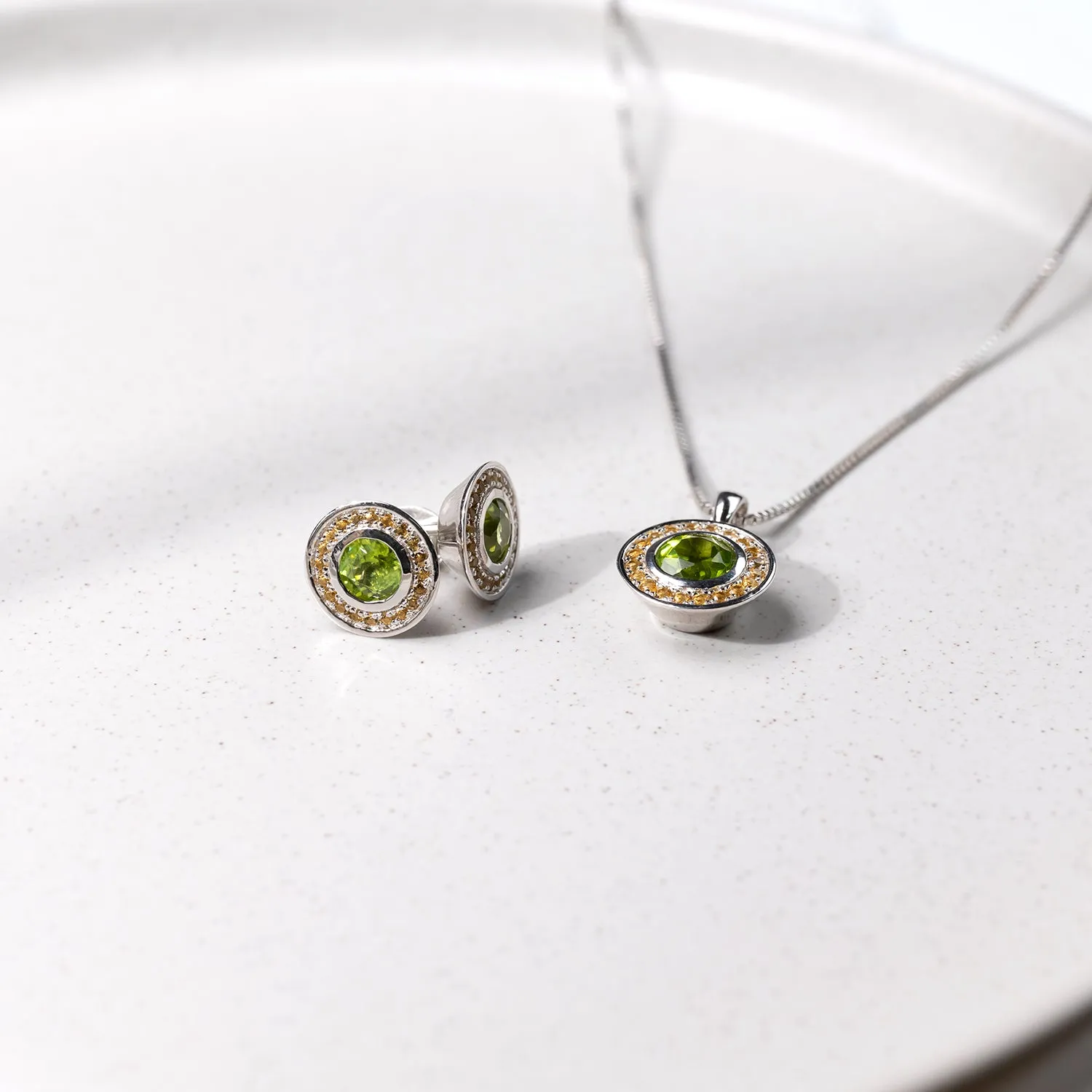 Olivine & Citrene Stud Earrings in Sterling Silver