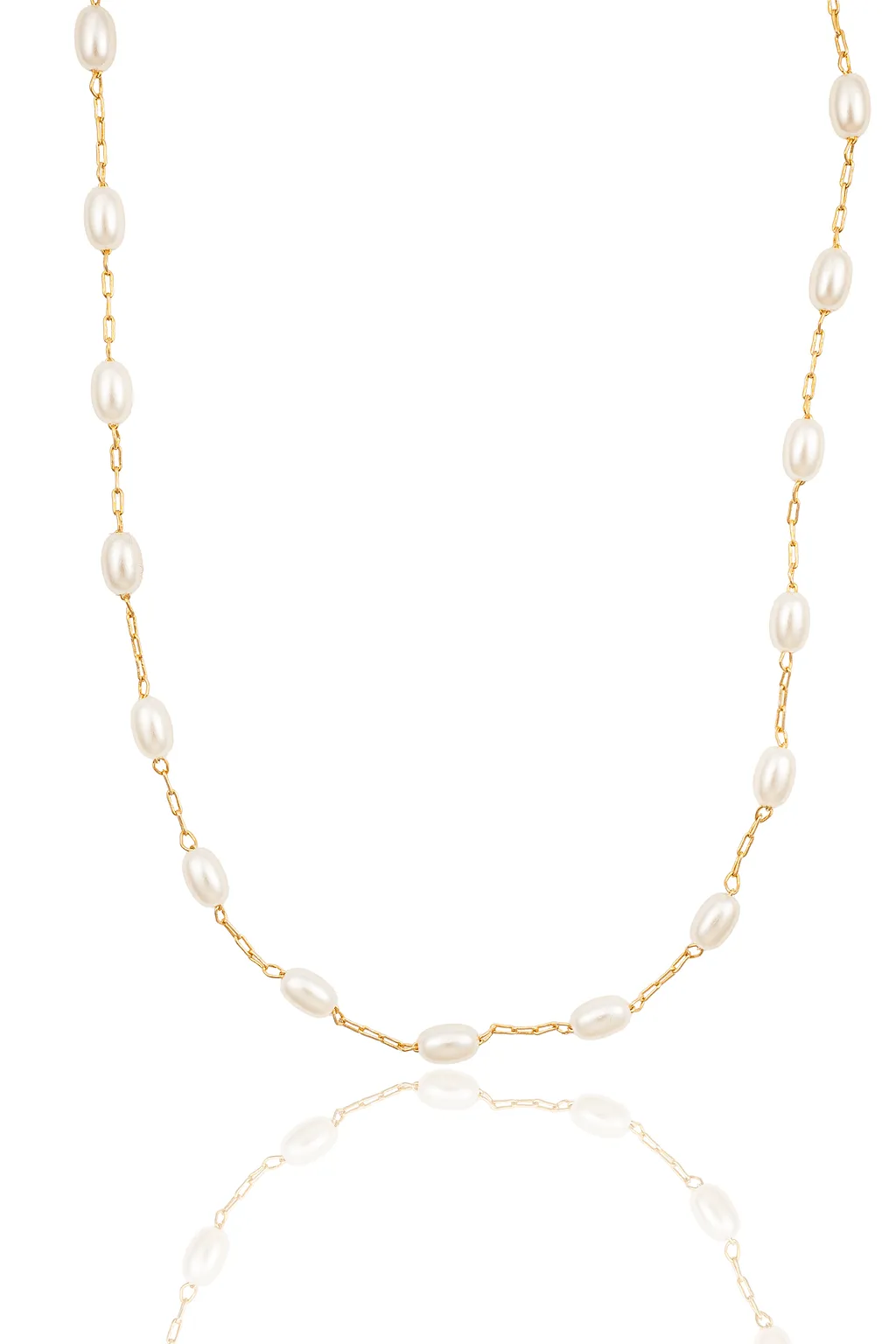 Paperclip Chain Linked Oval Pearl Anklet (G89/I97/E221)