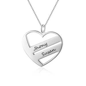 Personalized 2 Name Cordate Pendant Necklace