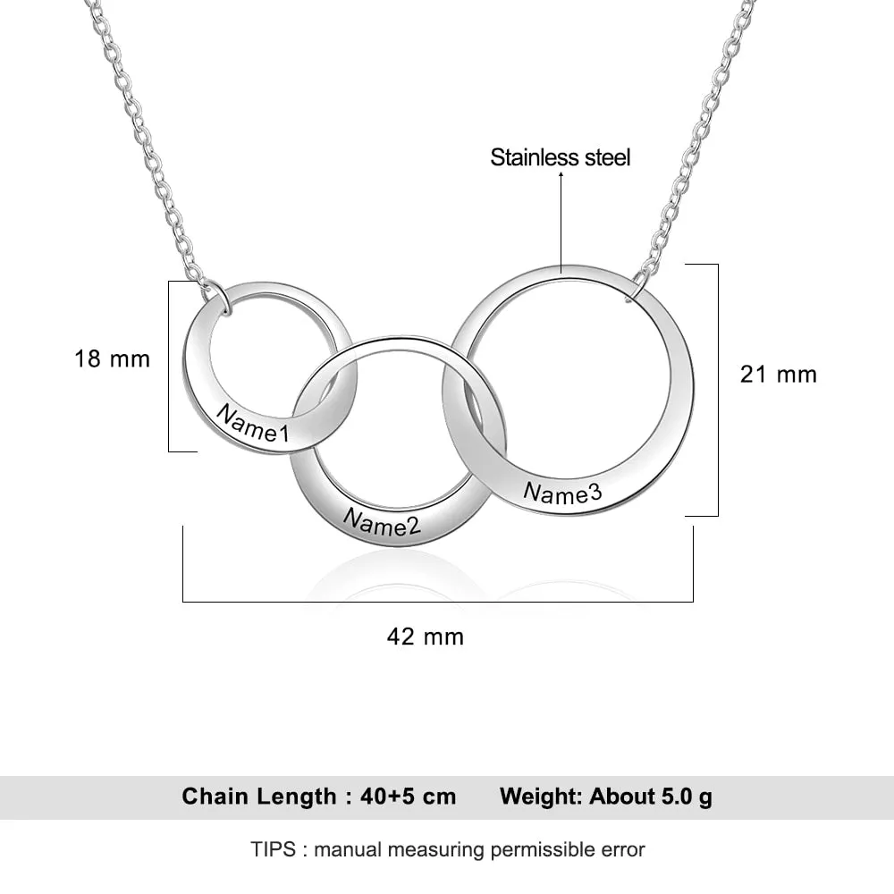 Personalized Intertwined Circle Necklace with 3 Names