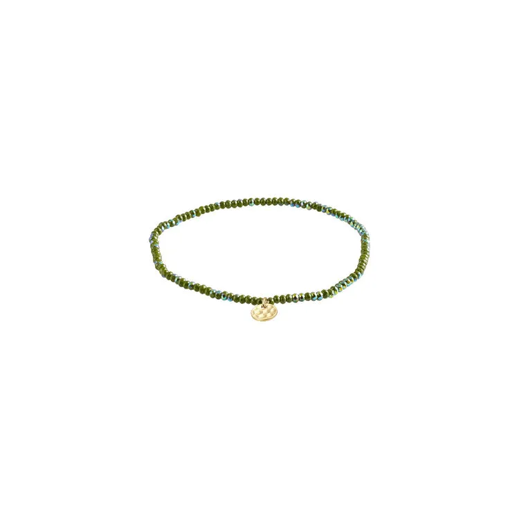 PILGRIM INDIE bracelet green, gold-plated