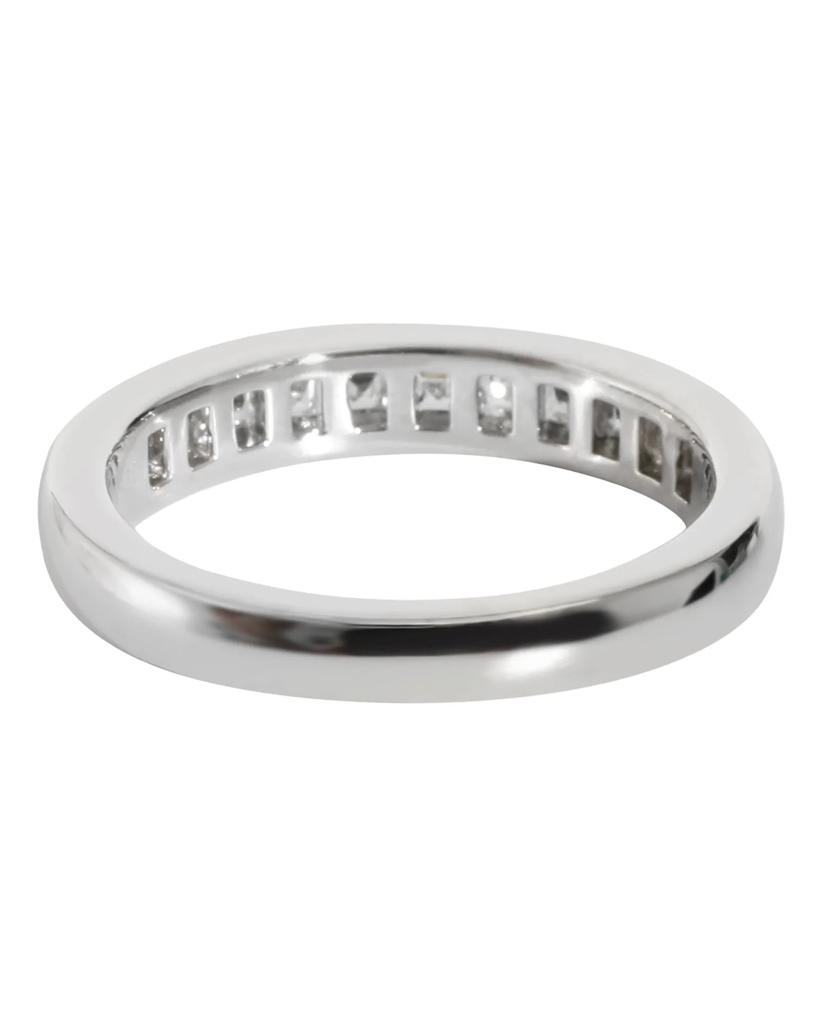 Platinum Half Eternity Wedding Band with Square Diamonds