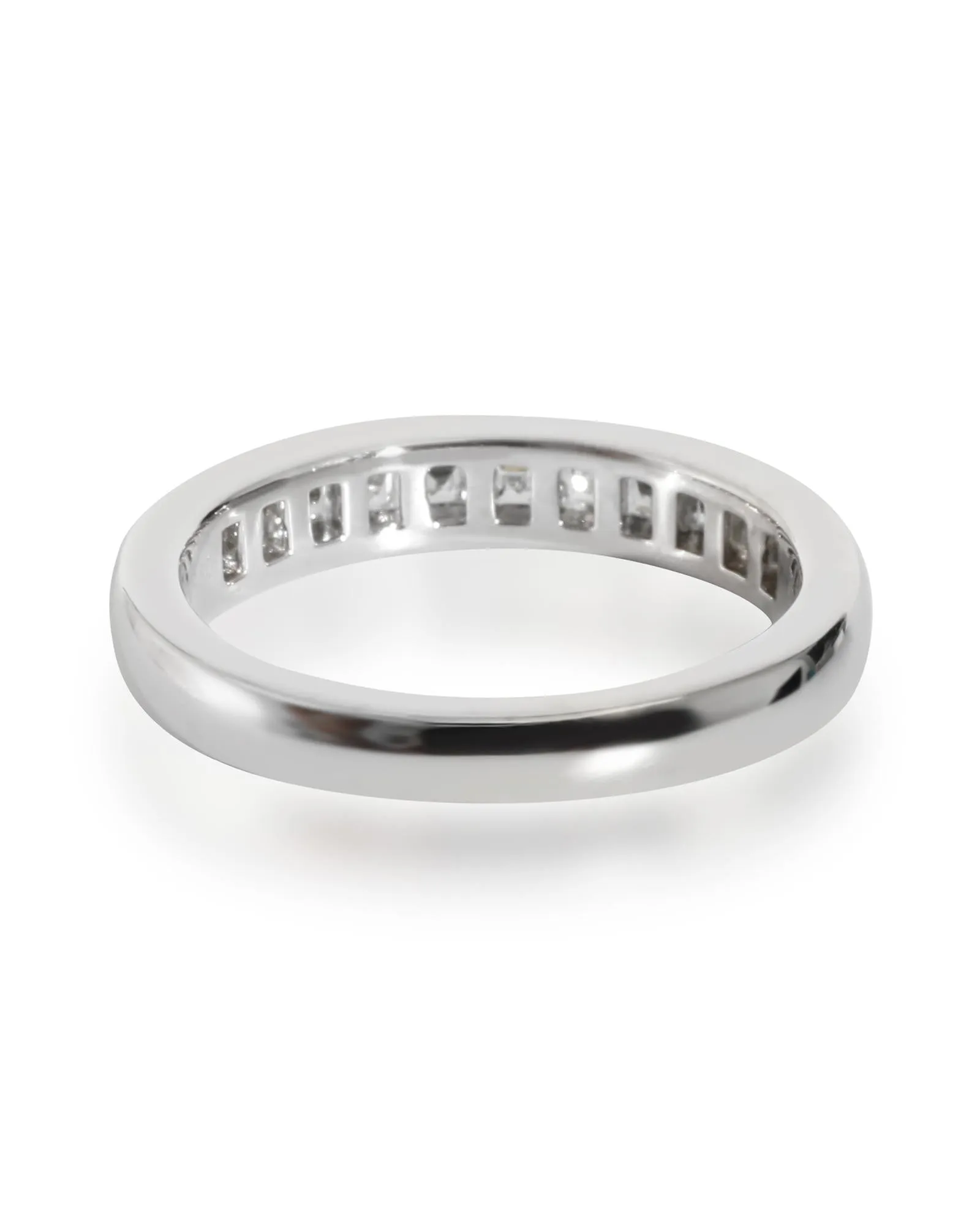 Platinum Half Eternity Wedding Band with Square Diamonds