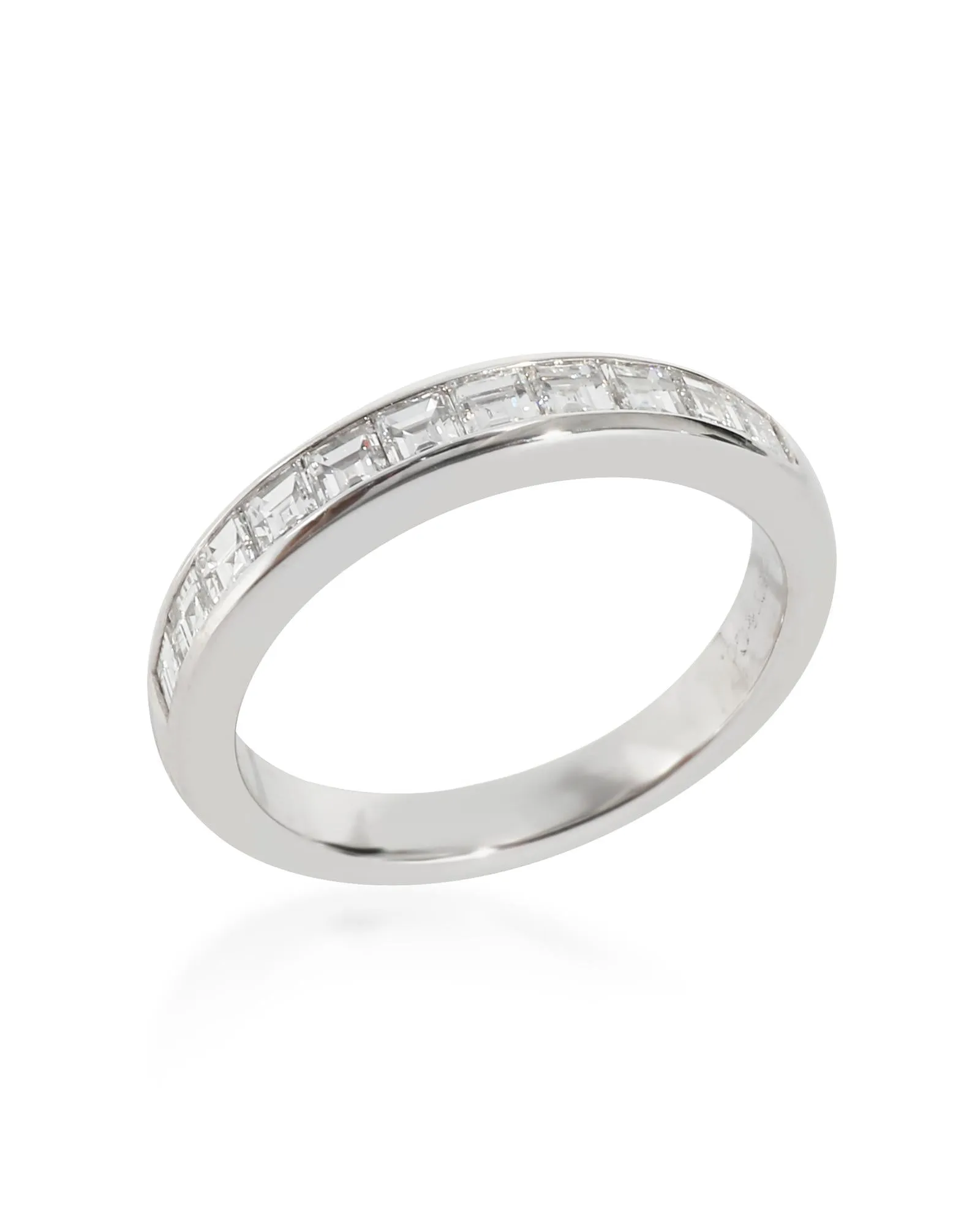 Platinum Half Eternity Wedding Band with Square Diamonds