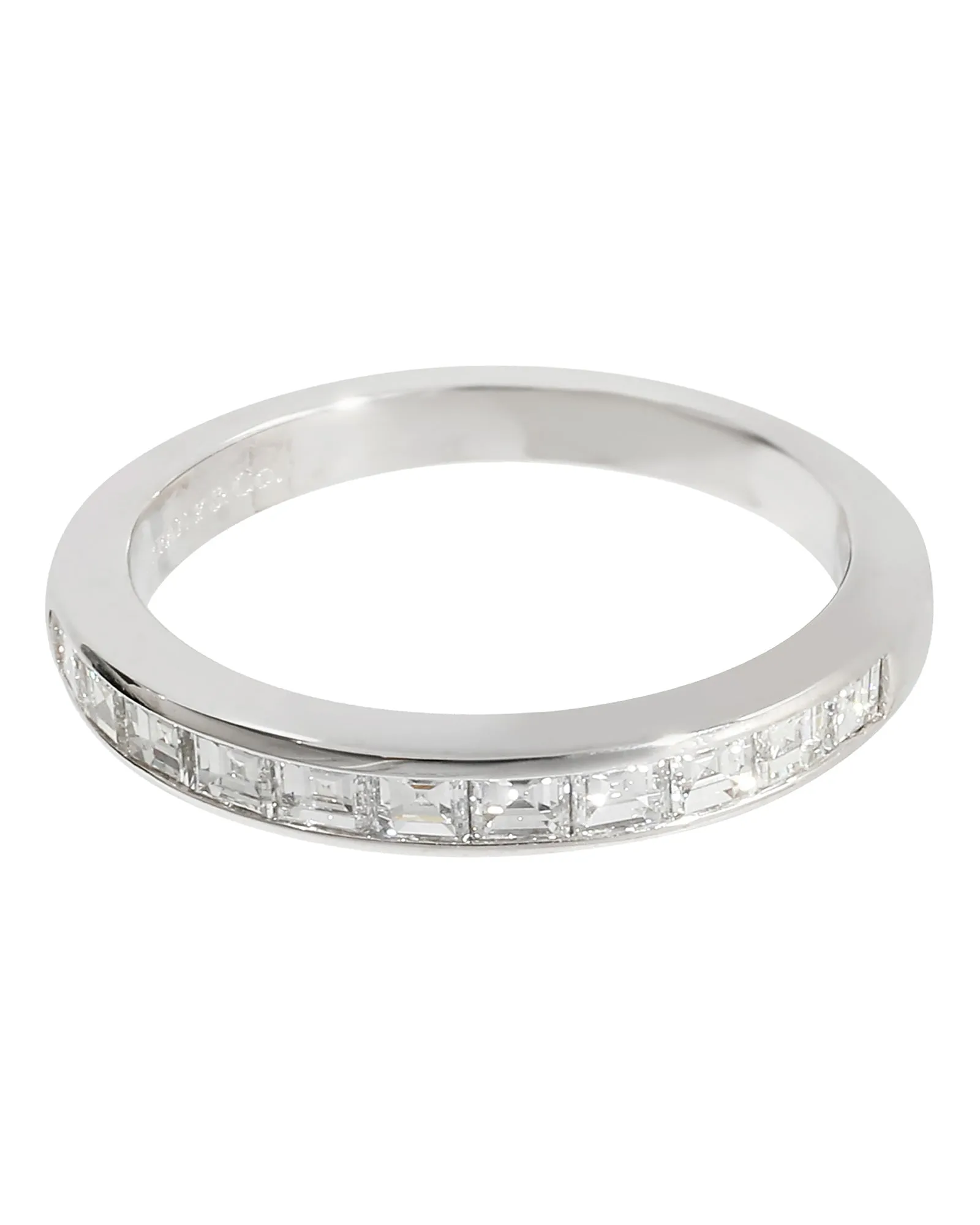 Platinum Half Eternity Wedding Band with Square Diamonds