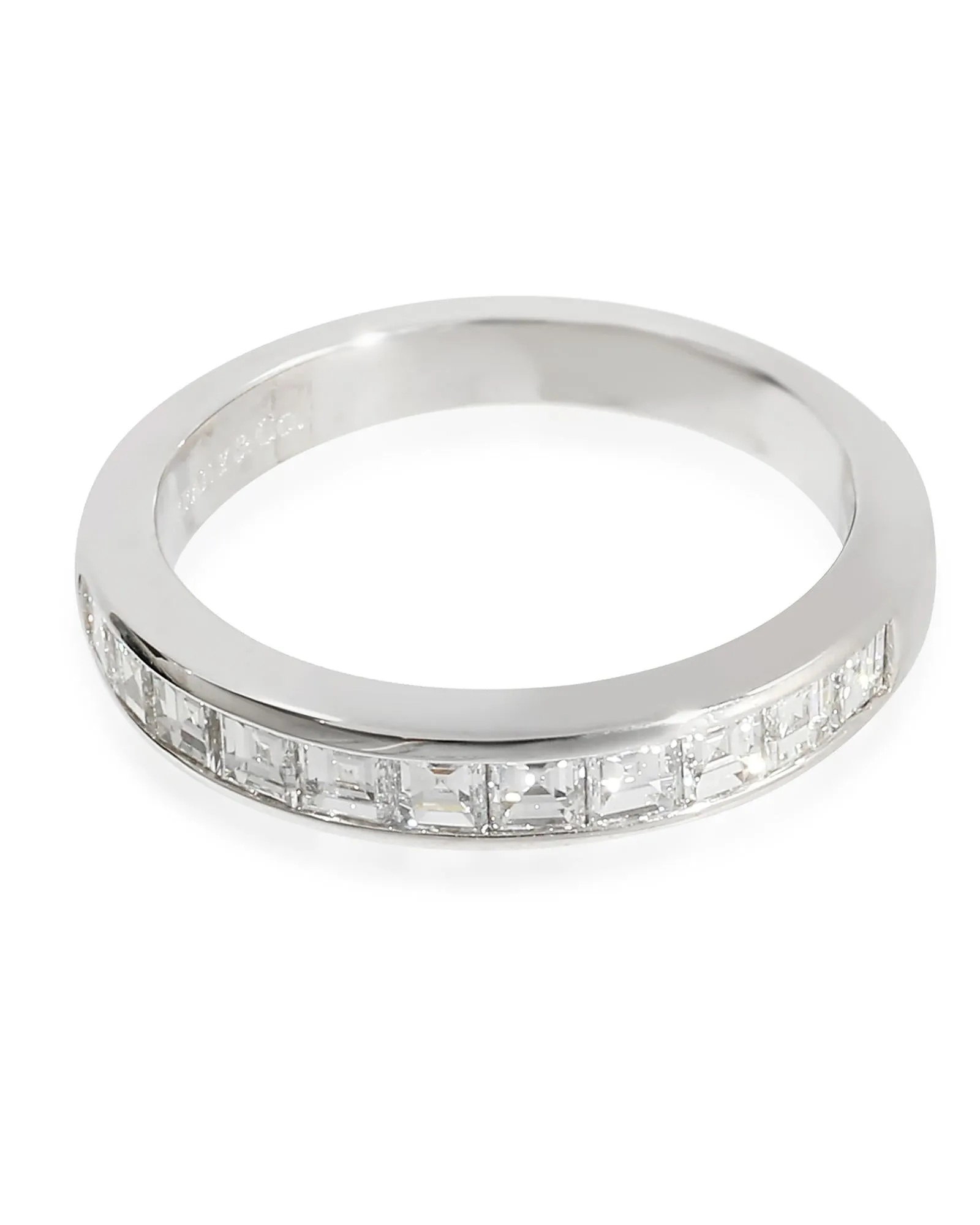 Platinum Half Eternity Wedding Band with Square Diamonds