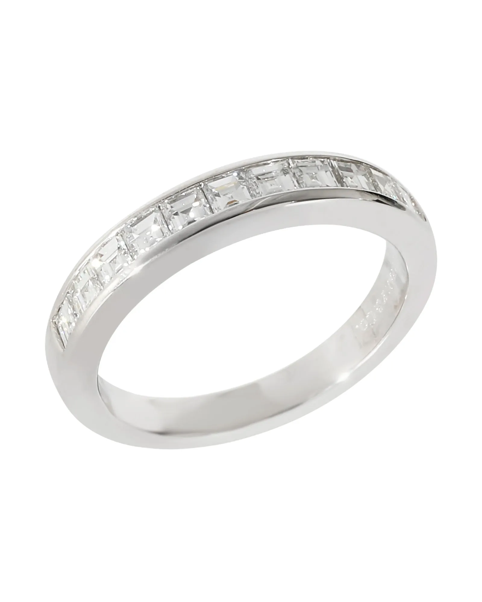 Platinum Half Eternity Wedding Band with Square Diamonds