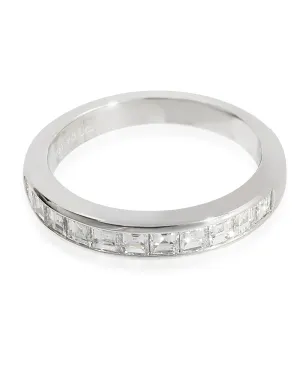 Platinum Half Eternity Wedding Band with Square Diamonds