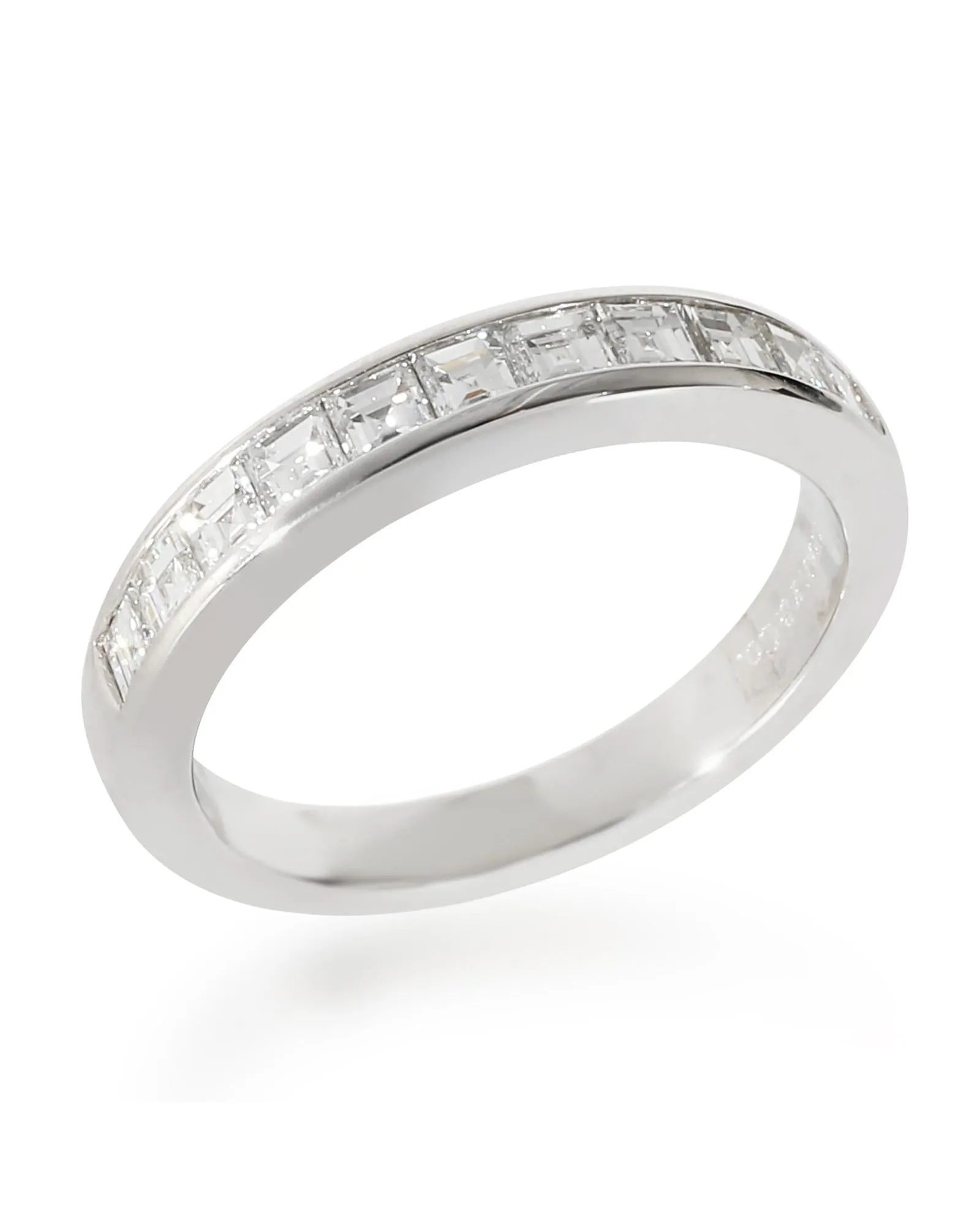 Platinum Half Eternity Wedding Band with Square Diamonds