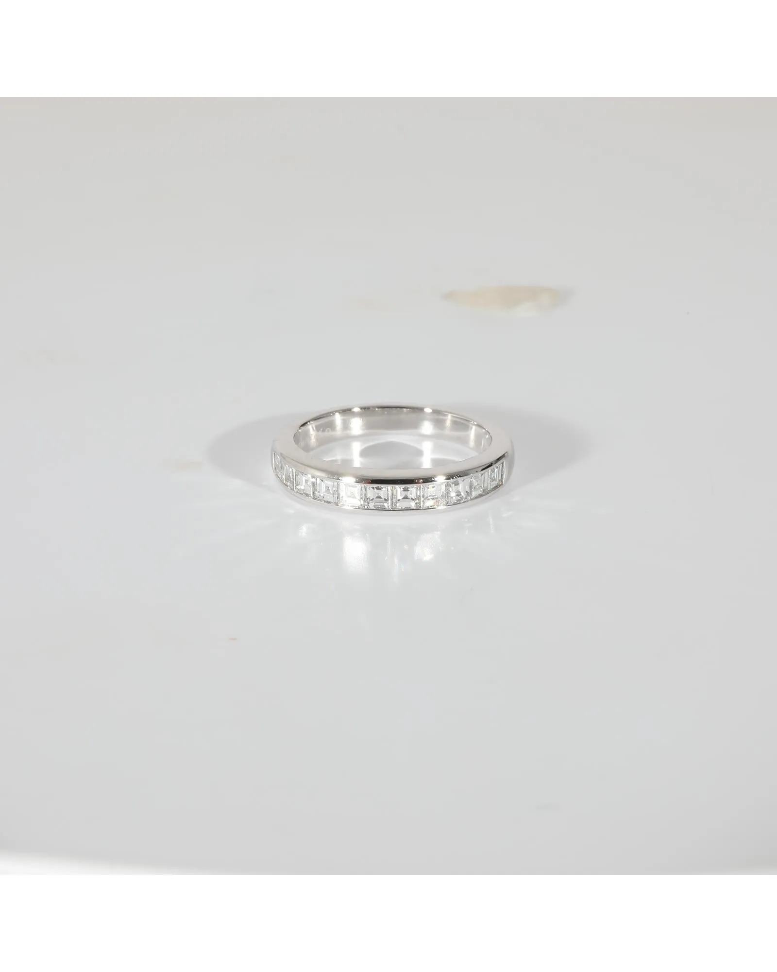 Platinum Half Eternity Wedding Band with Square Diamonds