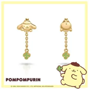 Pom with Four Leaf Clover Earrings