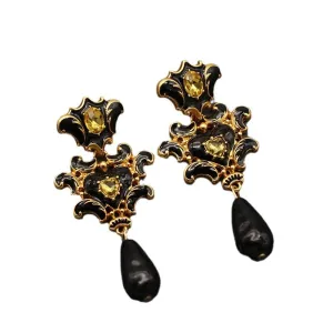 Pre Order:  Black   Gold Palace Drop Earrings