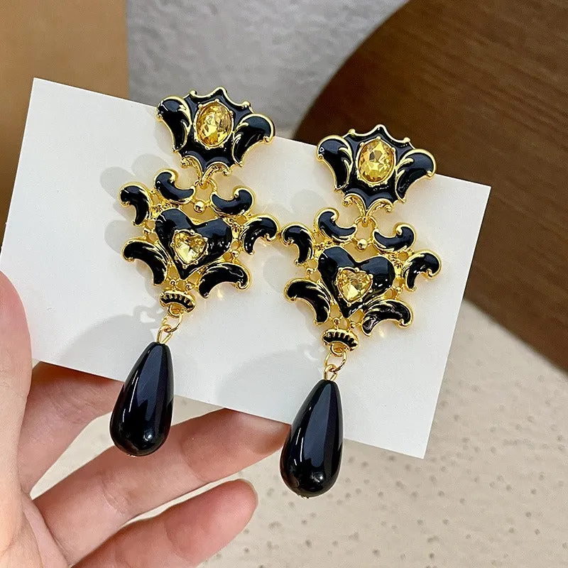 Pre Order:  Black   Gold Palace Drop Earrings