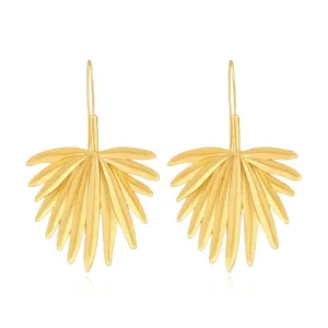 Pre Order:  Retro Matte Gold Metal Leaf Earrings