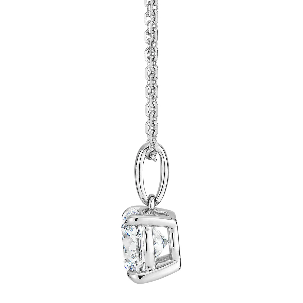 Premium Certified Laboratory Created Diamond, 1.00 carat round brilliant solitaire pendant in 18 carat white gold