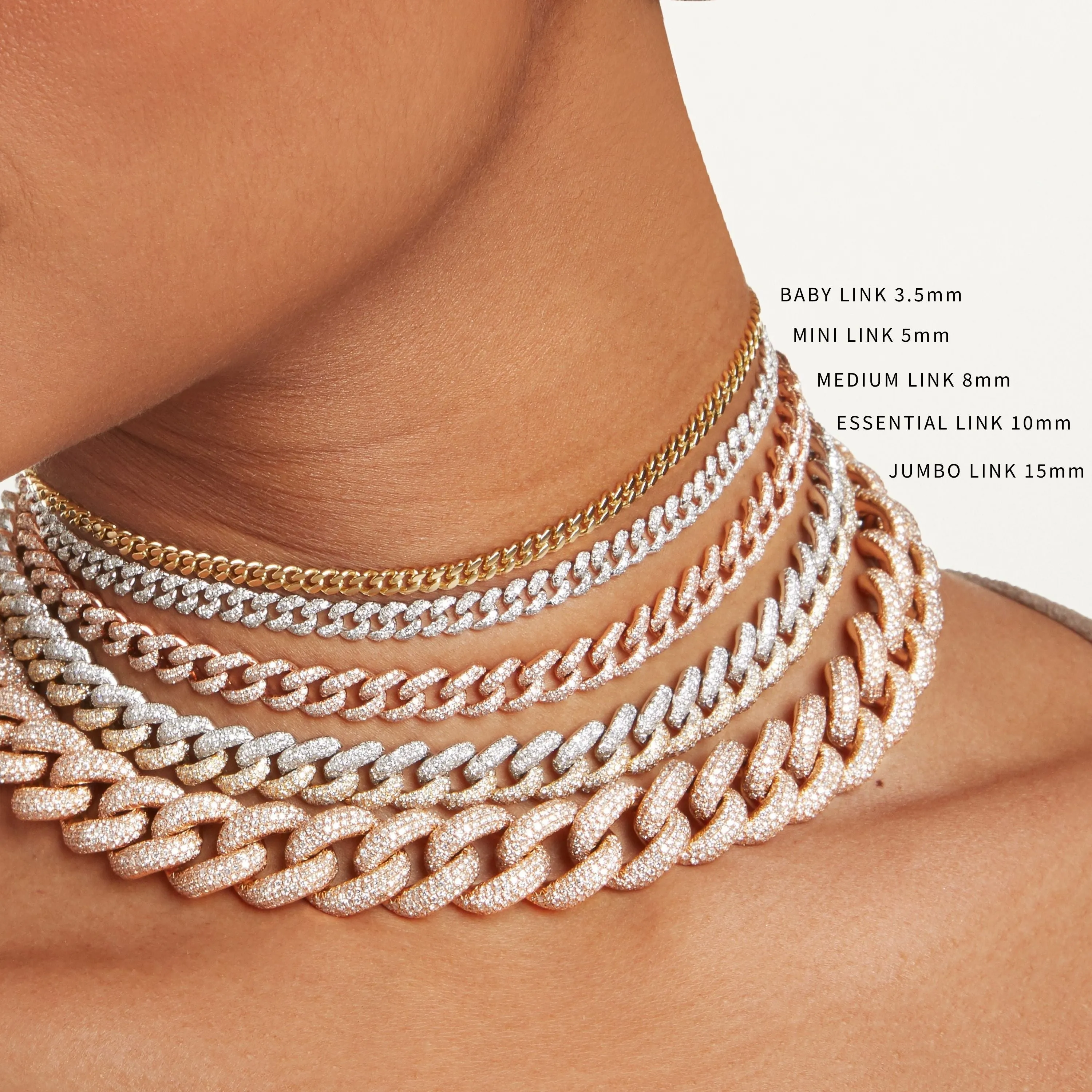 READY TO SHIP DIAMOND MEDIUM TWO-TONE PAVE LINK CHOKER