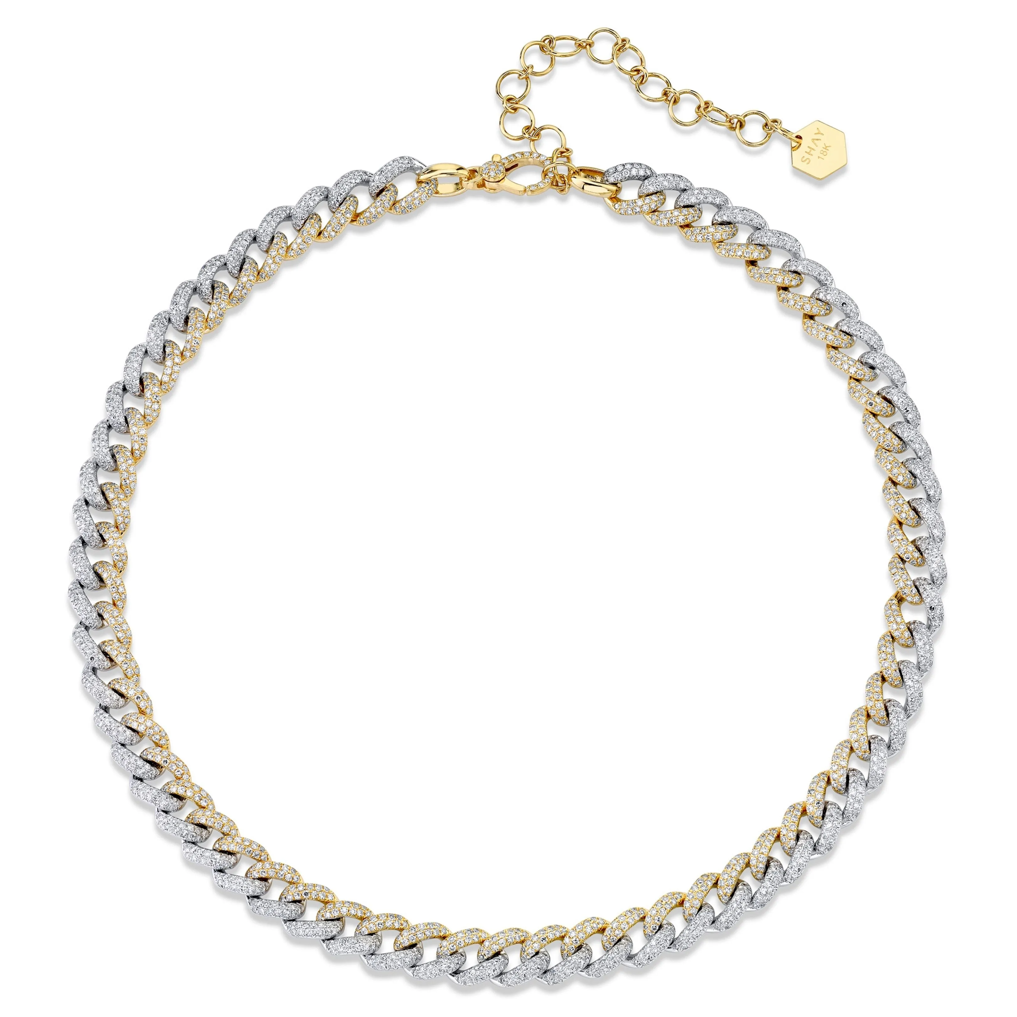 READY TO SHIP DIAMOND MEDIUM TWO-TONE PAVE LINK CHOKER