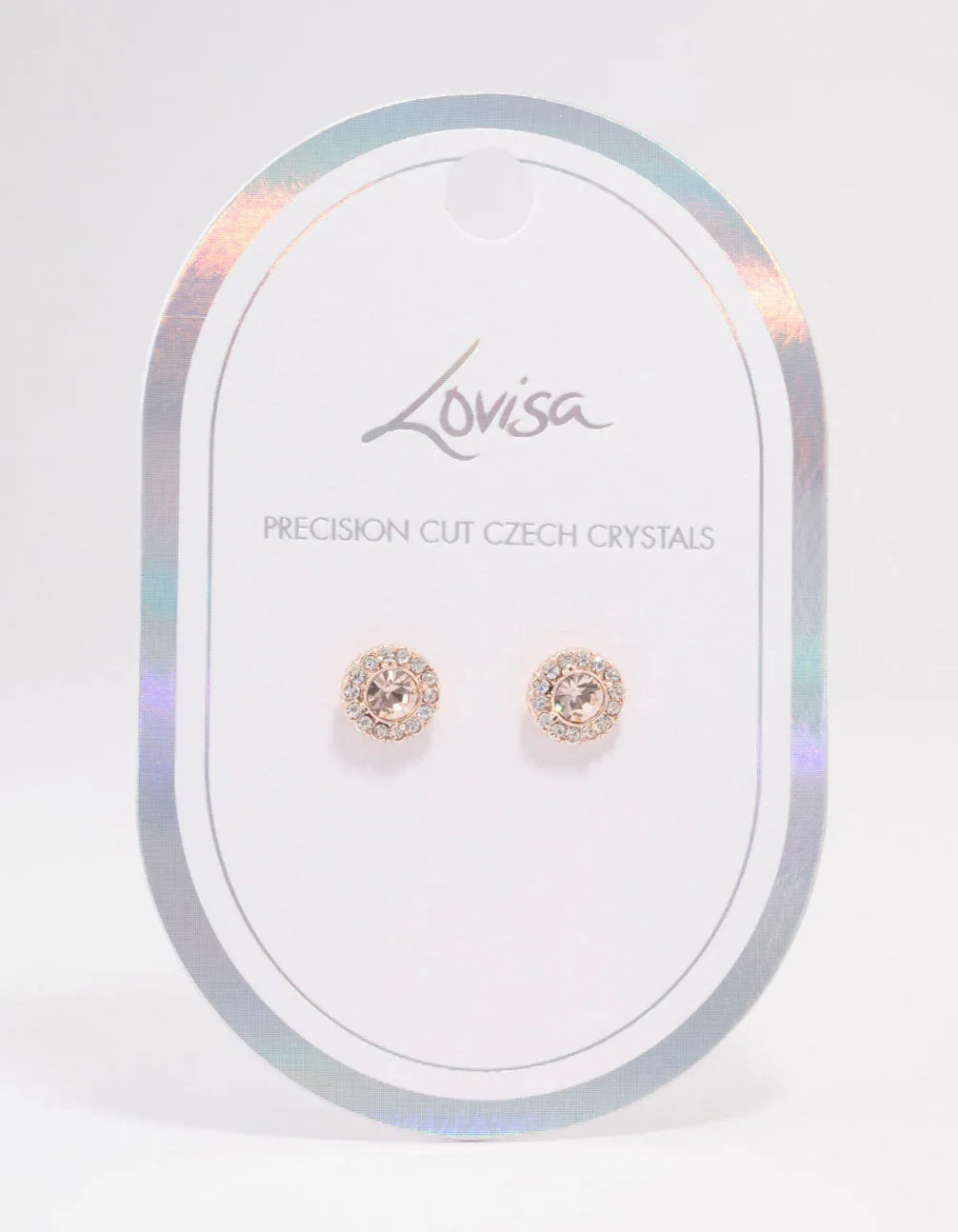 Rose Gold Blush Halo Stud Earrings