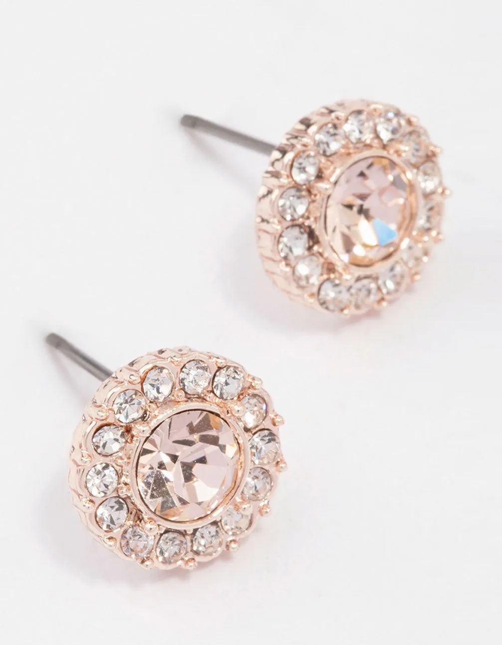 Rose Gold Blush Halo Stud Earrings