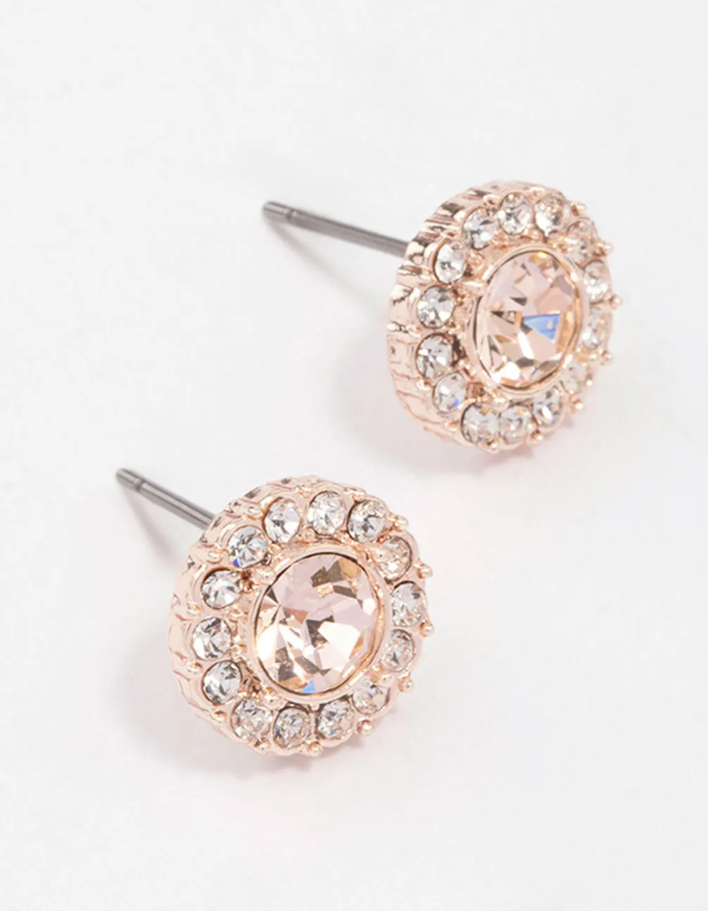 Rose Gold Blush Halo Stud Earrings