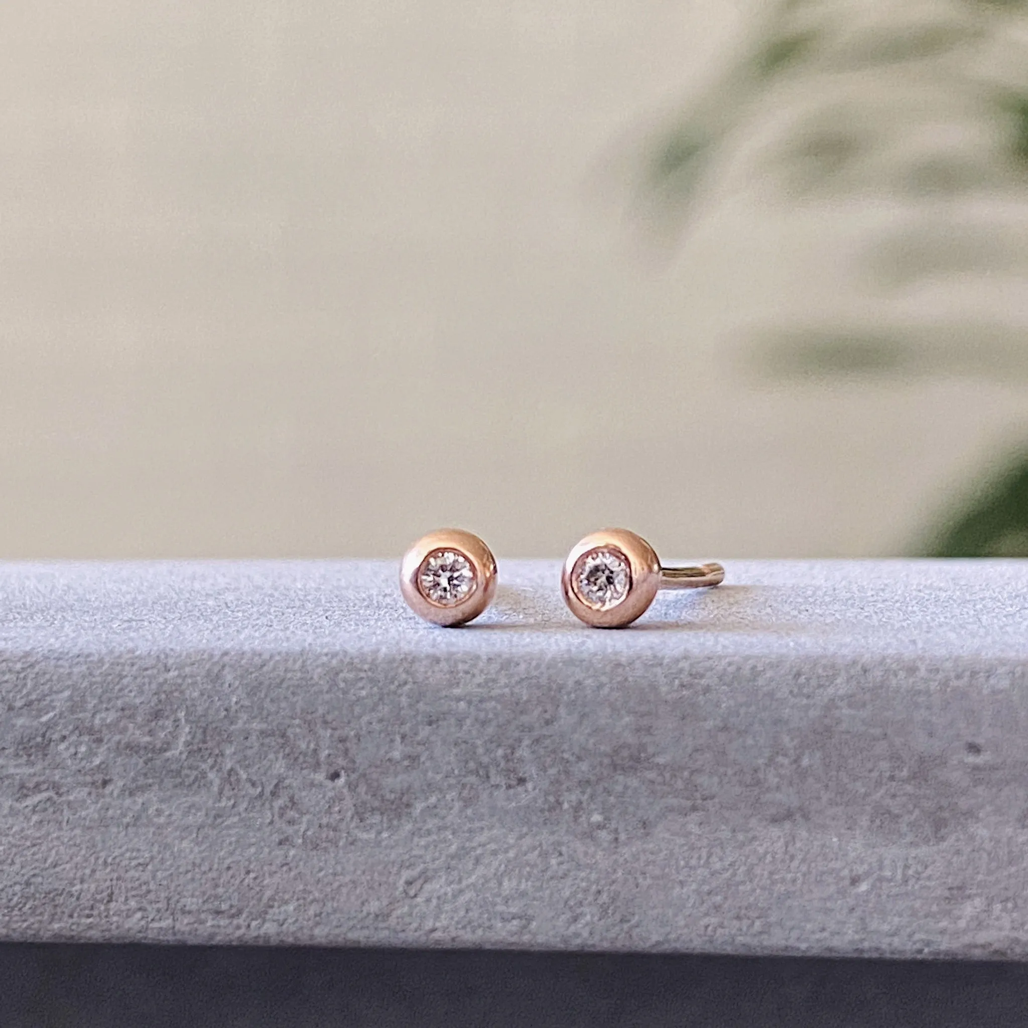 Rose Gold Diamond Droplet Studs