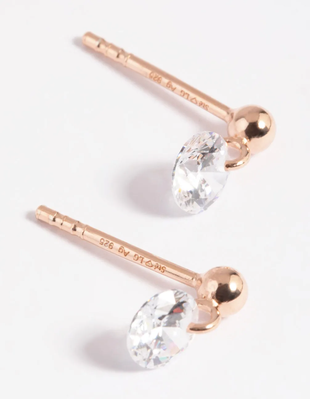 Rose Gold Plated Sterling Silver Diamante Stud Earrings