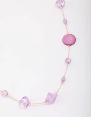 Rose Gold Round Purple Stone Necklace